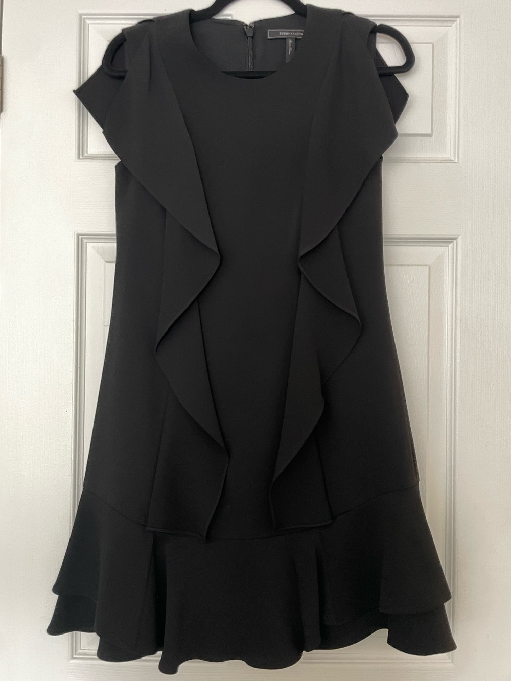 BCBGMAXAZRIA Black Ruffle Cocktail Dress | XS